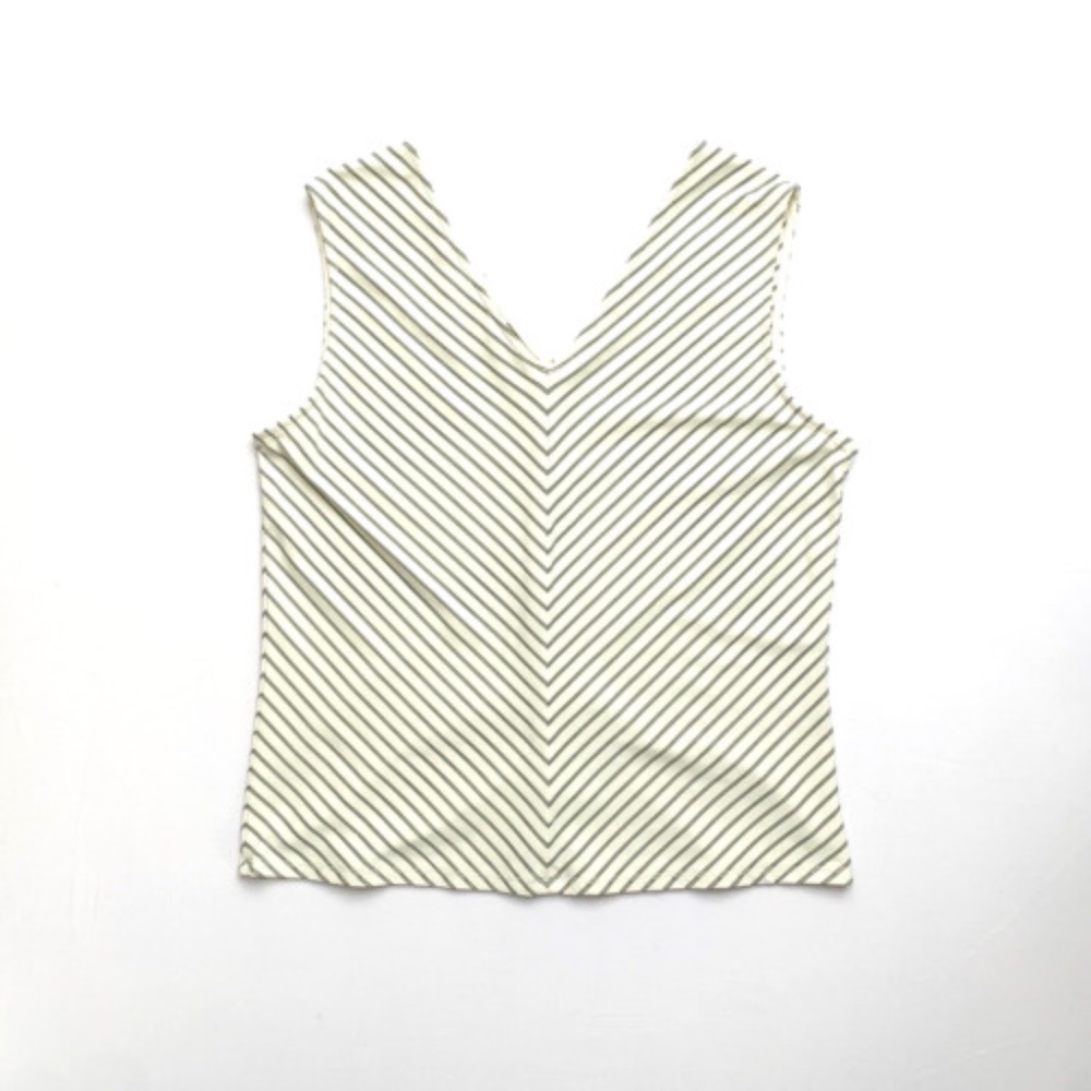 2000s Y2K Slinky Stretch Mod Pinstripe Fairy Fitted Sleeveless V-Neck Tank Top M